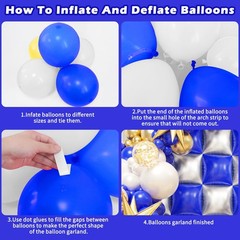 Royal Blue and Silver Checkered Square Foil Balloons Backdrop Wall, Double Si…