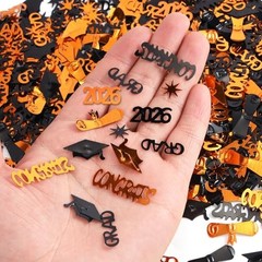 Black and Orange Graduation Confetti 2026, 1000 Pcs Class of 2026 Orange Black