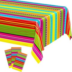 3 Pack Colorful Cinco De Mayo Fiesta Tablecloths 54×108 – Easy Clean Party Decor