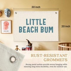 Little Beach Bum Canvas Banner – Coastal Nursery Wall Decor for Baby Kids Roo…