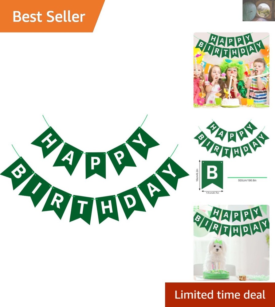 Dark Green Happy Birthday Garland – Versatile Décor for Any Birthday Celebration