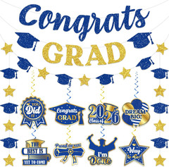 Blue and Gold Graduation Decorations 2026, Graduation Decorations Class of 2026