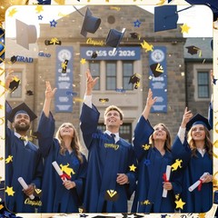 300 PCS Blue Black Gold Graduation Confetti 2026 Class of 2026 Decor