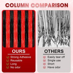 2 PCS Red And Black Tinsel Foil Fringe Curtains Metallic Streamers Backdrop