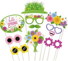 Spring Photo Booth Props with Sticks,Flowers Photo Booth Props, 25 Count