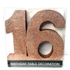Sweet 16 Happy Birthday Decor Table Topper Number Sign Sparkling Glitter 8”