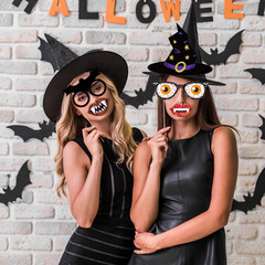 Glitter Halloween Photo Booth Props Set – 30 Pcs for Festive Celebrations