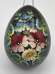 Petrykivka Wooden Easter Egg | Hand-Painted Ukrainian Pysanky (C)