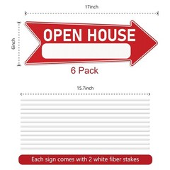 Real Estate Open House Directional Signs Double Sided Red 17×6 Inch for Sale