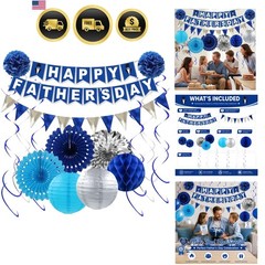 Father’s Day Decorations Set Banner Bunting Lanterns Fans Swirls Party Supplies
