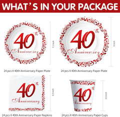 APOWBLS 40Th Anniversary Decorations Tableware – Ruby 40Th Wedding Anniversary P