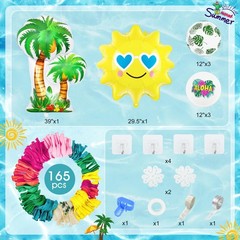 165Pcs Summer Aloha Tropical Balloon Arch Garland Kit, Hot Pink Green Orange …