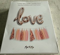 Miss to Mrs. 43″ Rose Gold «LOVE» Script Foil Balloon & 6ft Tassel Garland Kit