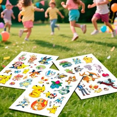 Pokemon Kids Tattoo DIY Stickers Set Pikachu Character Party Birthday Game Decor