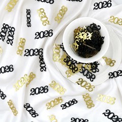 120 PCS Black Gold Graduation Confetti Class Of 2026 New Years Eve Supplies