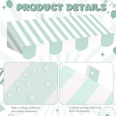 4 Pcs 3D Circus Awning Wall Decoration Farmers Market Bright Green and White