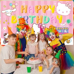 Hello Kitty Party Decorations Sanrio Cute Birthday Supplies for Girls Backdrop