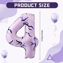 40 Inches Number 4 Balloon with Kpop Theme Tattoo Design Big Large Number Foi…