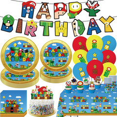 104Pcs Super Birthday Party Decorations Tableware Set Include Banner,Cake Topper