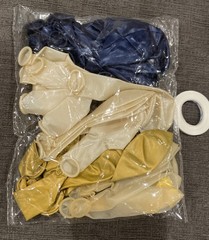 Happy Birthday Party Decor Blue/Gold/White Tassel, Foil Curtain, Poms, Balloons.