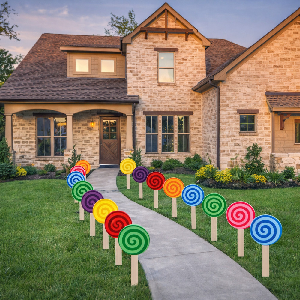 Lollipop Yard Decorations Candy Theme Party Lawn Stakes Pathway Signs 16 Pack