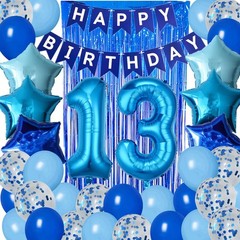 13th Birthday Party Decorations Blue Teenager Party Number 13 Balloons Happy …