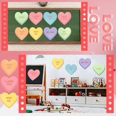 48 PCS Valentines Day Candy Heart Paper Cutouts Colorful Classroom Bulletin