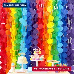 205Ft Rainbow Party Decorations Big Polka Dots Tissue Paper Backdrop Streamer Co