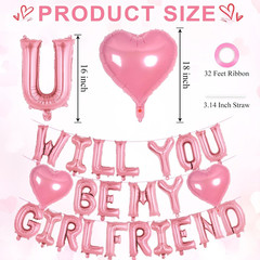 16 Inch Pink ‘WILL YOU BE MY GIRLFRIEND’ Balloons, Foil Proposal Confession