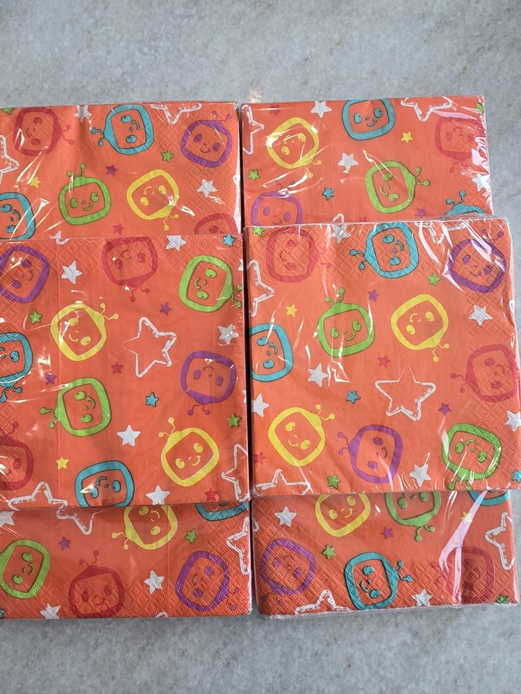 Cocomelon Birthday Party Napkins 96 ct 6.5″ Orange Luncheon Supplies