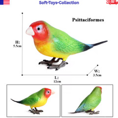 Realistic Bird Figurines Parrot Cockatiel Macaw PVC Animal Model Toy Garden Gift