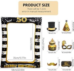 50th Birthday Photo Booth Props, Inflatable Photo Booth Frame, Giant Black Go…