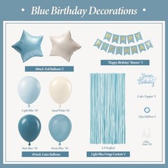 Blue Birthday Decorations for Men with Sand White Light Slate Dusty Blue