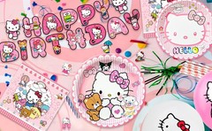 124 Pcs Hello Kitty Party Decorations Tableware Set Balloons Banners Plates