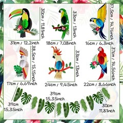 Tropical Birds Honeycomb Paper Cutouts Hawaiian Luau Party Decorations Parrot…