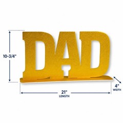 Large DAD Glittery Gold Foam Dining Table Cenerpiece Father’s Day 21″x11″ #279