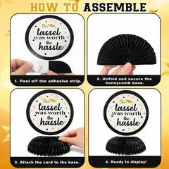Graduation Decorations 2026 Black Gold Honeycomb Table Centerpiece Class of 2026