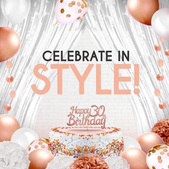 EpiqueOne 41-Piece Rose Gold 30th Birthday Party Decorations for Women