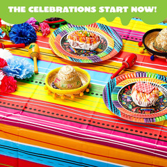 6 Pack Cinco de Mayo Plastic Tablecloths 54×108 Fiesta Mexican Theme Table Cover