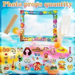 Complete Hawaiian Luau Selfie Kit – 30 Props with Inflatable Frame for Parties