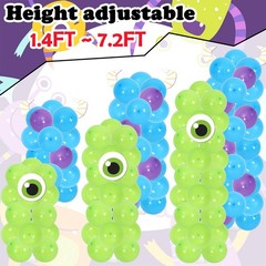 2 Sets Cartoon Monster Balloon Column Stand Kit Blue Purple Lime Green Adjust…