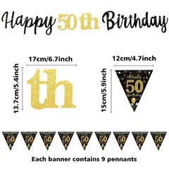 MAGLAUG 50th Birthday Decorations Banner 5 inches x 7 inches,