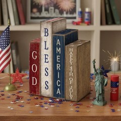 4 Pcs Patriotic Table Decorations Glod Bless American 4th of July Tiered Tray…