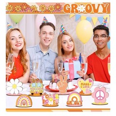 12 Pcs Groovy Party Decorations Centerpieces for Tables Birthday Party Hippie
