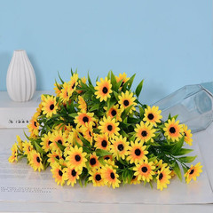 Silk and Plastic Yellow Sunflower Bouquet 15 pcs for Indoor Outdoor Use