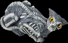 Zombie Cat Halloween Decoration Prop Gory Blood Skeleton Full Size Latex Rubber