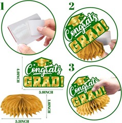 Green and Gold Graduation Decorations 2026,12pcs Green Graduation Table Decorati