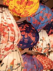 Vintage Floral Hanging Lantern Cloth Lantern Performance Party Festival Decor