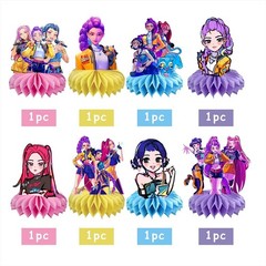 8Pcs Demon Movie Hunters Honeycomb Table Centerpiece,Demon Movie Hunters Birt…