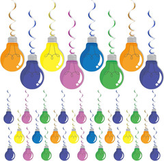 48 Pack VBS 2026 Light Bulb Hanging Swirls Decorations Colorful Paper Spiral Str